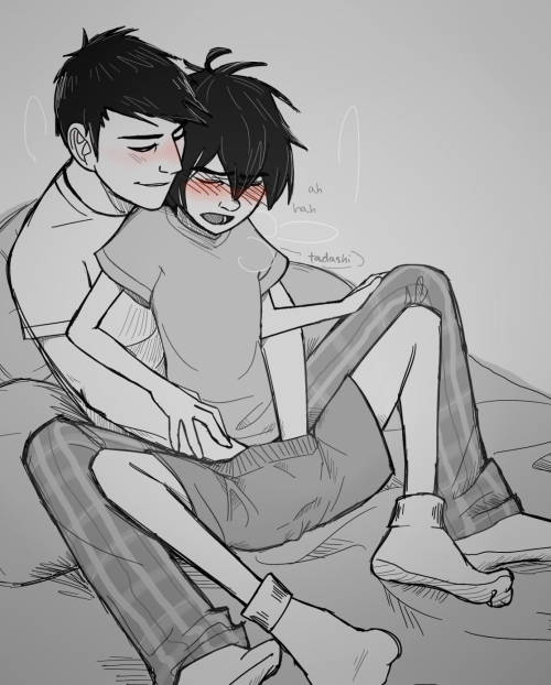 hydraulic-wing:  anon request for tadashi with his hands down hiro’s shorts. and also tadashi in pyjama pants. 8)
