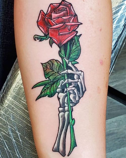 <p>Got to do this super fun rose tonight.  Thanks for your trust Arin, it was awesome working with you again!  (Apologies for the redness in the leaf, the color was still coming up)<br/>
.<br/>
#ladytattooer #thephoenix #copperphoenix  #shelbyvilleindiana #indianapolistattoo #indylocal #do317 #indytattoo #circlecity #waverlycolorco #rosetattoo #rose #neotraditional #neotrad #neotradstyle #artistsoninstagram #artistsofinstagram  (at Shelbyville, Indiana)<br/>
<a href="https://www.instagram.com/p/CGtRtwPAgGs/?igshid=1a52jsnf4szbb">https://www.instagram.com/p/CGtRtwPAgGs/?igshid=1a52jsnf4szbb</a></p>