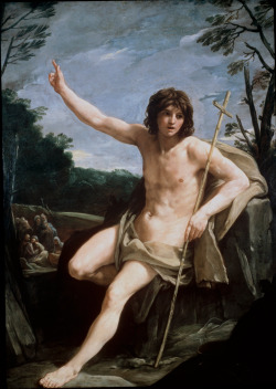 oldpaintings:St. John the Baptist in the Wilderness, c.1636-7 by Guido Reni (Italian, 1575–1642)