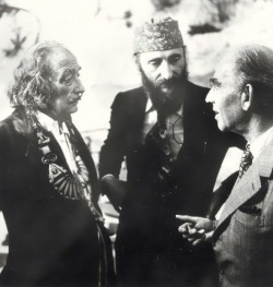 old-glory:  Salvador Dali, Ernst Fuchs and Arno Breker, 1974.