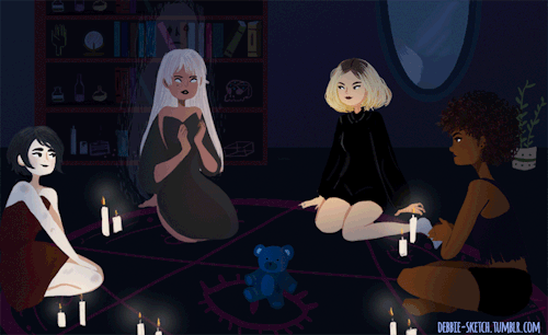 Dark magic sleepovers are fun! Just be sure to take all precaution and be surrounded by your witchy friends at all moments.
More witchy art: x ,  x  , x