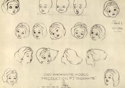 Character designs for Snow White and the Seven Dwarfs