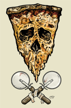obsessedwithskulls:  Rawr!  Evil skull pizza
