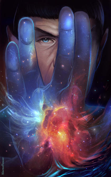 subcutaneous-transponder:  alectors-organic-matter:One with the universe. Rest in peace, Leonard Nimoy. I cant not reblog this beauty.
