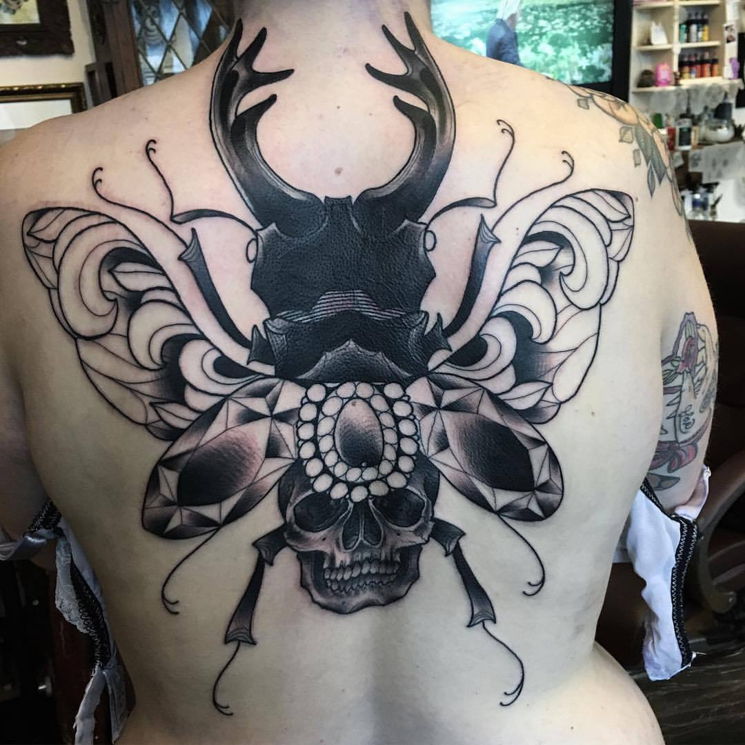 darylwatsontattoo: Started this back piece today, locket and frame to come, thank