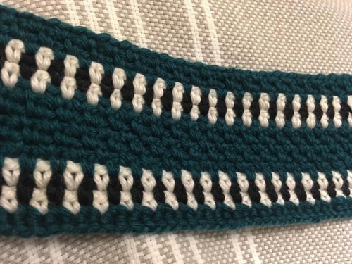 Have started on a Philadelphia Eagles themed baby blanket. Really liking this pattern #crochetersofi