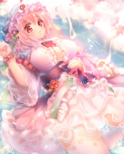 (via saigyouji yuyuko (touhou) drawn by nagare) 