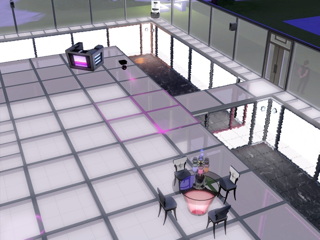 I built a futuristic rainbow rave club! it has see-through glass floors and swimming