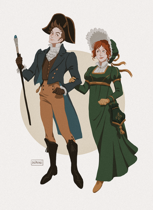Doctor And Companions In Regency Attire
