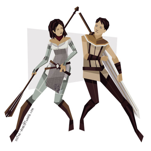 sister-dear:Dragon Age 2, Bethany and Carver.