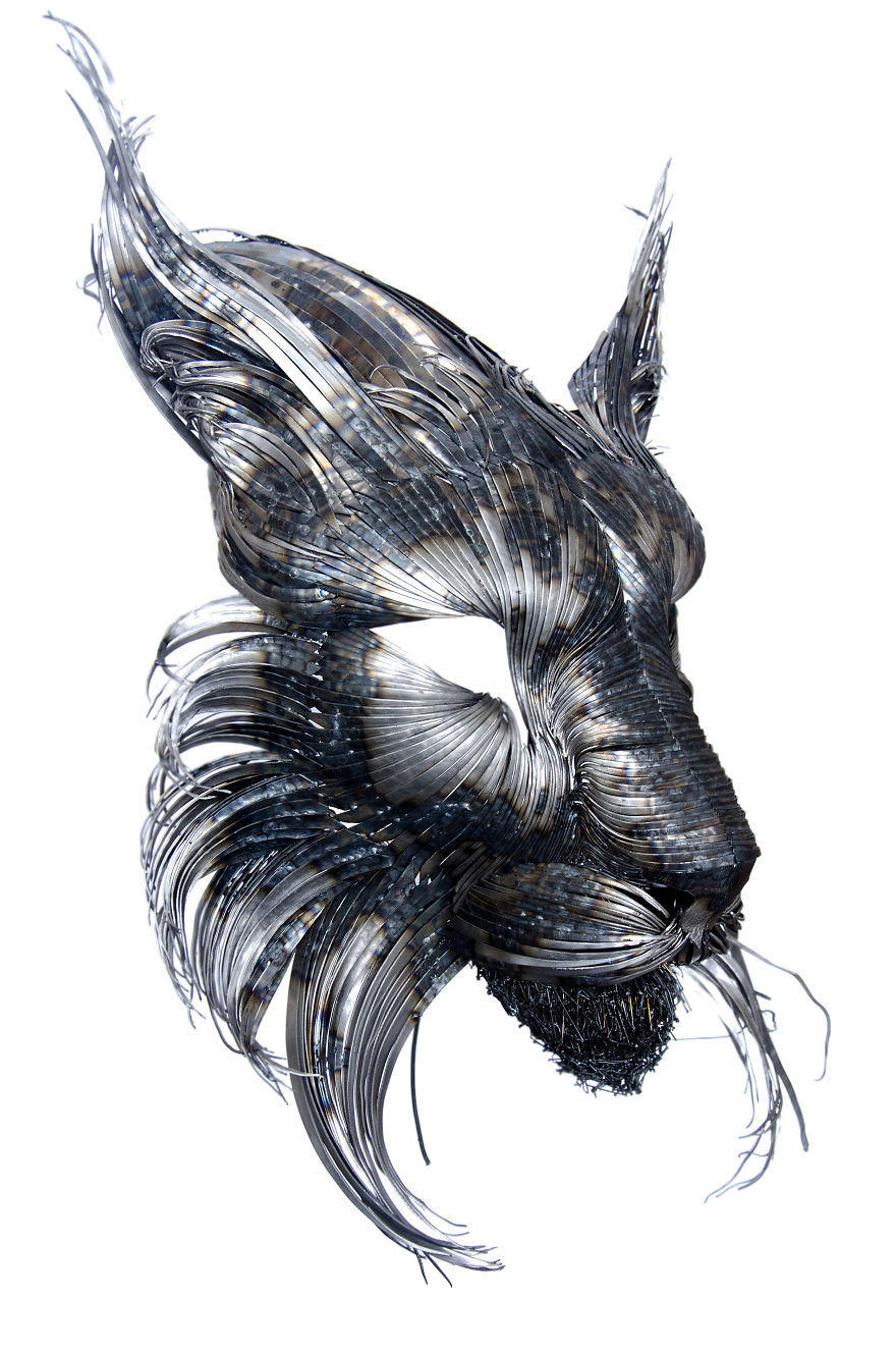 creative-anarchy:  boredpanda:    I Hand-Craft Animal Masks From Hammered Steel 