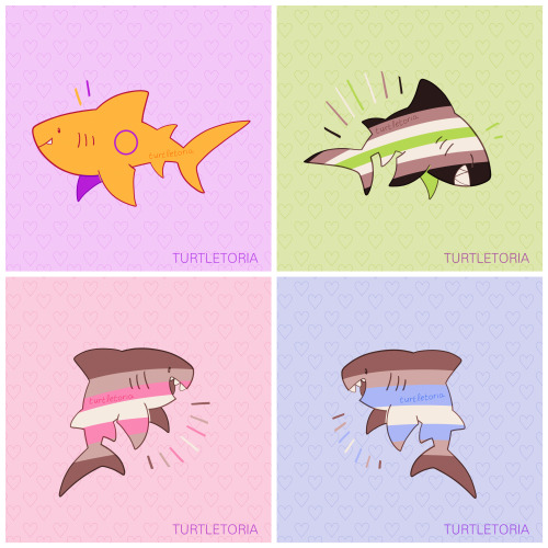 enbees-and-aros: turtletoria-art: ❤️ here’s also some pride sharks in addition to the pride li