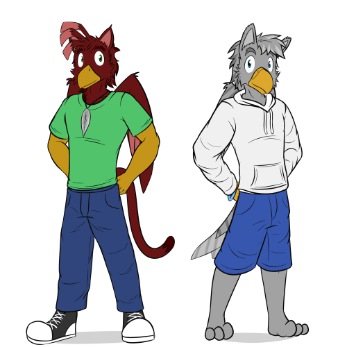 So time to start putting some more random things online.  Starting with this one, which is a ref pic for a griffon and his boyfriend which was a gift since he’s helped me with some coding stuff.