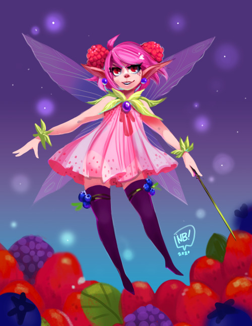 day 2 of @paperwick‘s janu-faerie: the berry faerie. if she’s overlooking ALL of the berries she mus