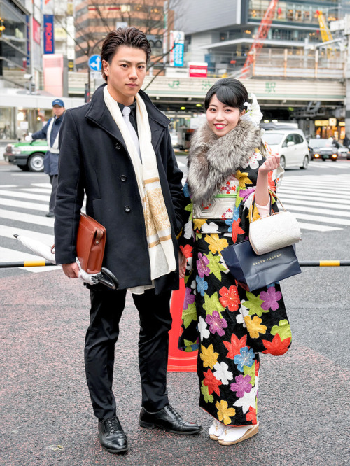 tokyo-fashion: Coming of Age Day in Japan 2018 Posted 50+ pictures of traditional Japanese kimono on the streets of Shibuya, Tokyo on Coming of Age Day 2018. It rained in the afternoon and evening, so couldn’t shoot night time kimono photos this year.