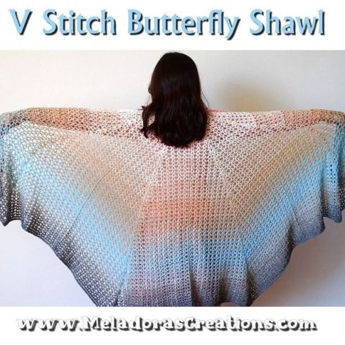 The V stitch Butterfly Shawl is a Free Crochet Pattern and Video tutorial are up on my site. Also yo