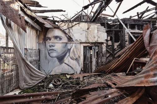 widewalls-artmagazine: Famous Australian street artist Rone is creating crumbling portraits on aband