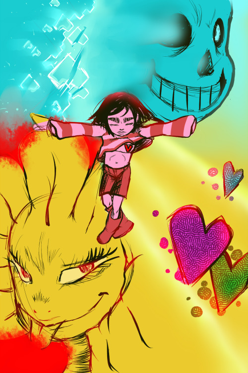 Old Undertale Sketch That I Hit With A Wet Fish And Colored For An Hour In Sai. The Top Portion References