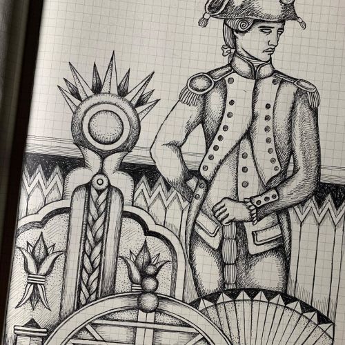 #drawing in my favorite #artjournal of an 18th c #frenchmilitary officer #sketch_book #militaria #ki