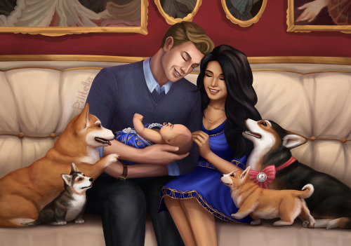 “Anyone looking at this picture will know exactly how much you love her. How much we love her.”thanks @choicesreader for her commission  #playchoices #the royal romance  #the royal heir  #the royal heir choices  #liam x mc  #mc x liam #trh choices#trr choices #choices stories you play #pixelberry#king liam#my art#commission#corgis #soo many corgis on one pic omggg