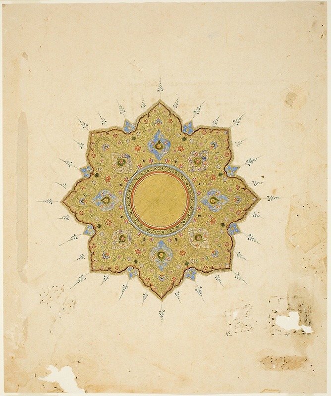 nobrashfestivity:  Unknown,  Shamsa Medallion, Iran, 16th/17th century  Opaque watercolor,