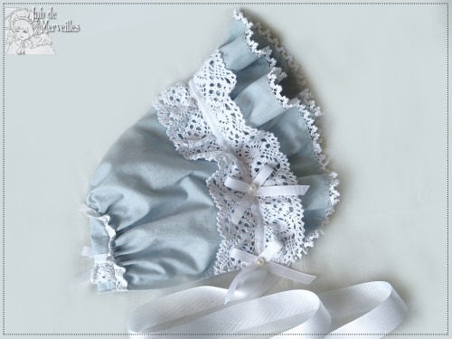Lolita Fashion Full bonnet [sax x white]