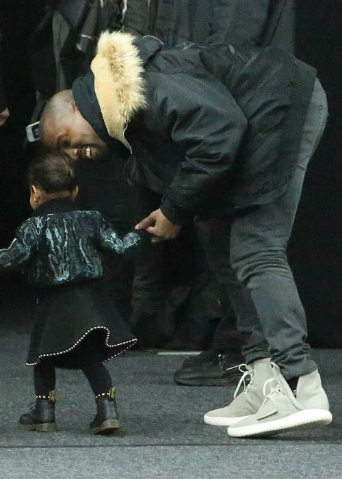 celebritiesofcolor:North and Kanye West leaving the Alexander Wang Show