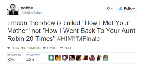 jonerysthrones: The best tweets about HIMYM Series Finale.