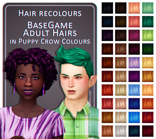 incandescentsims:BaseGame Adult HairsAll the adult hairs from the BaseGame recoloured in @simandy&ls