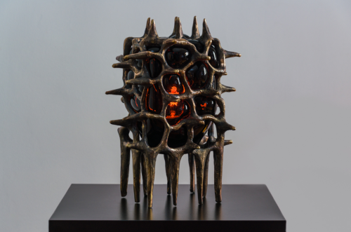  Brecht Wright Gander, “Illumination Machine,” 2021,Bronze, Glass,18 × 7 × 12 in (45.7 × 17.8 × 30.5