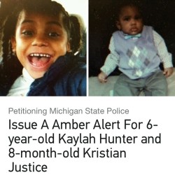 michiko-malandro:  exquisiteblackpeople:  Please take a moment of your day to help this family get a amber alert going for these two little ones. If you see them call police or crime stoppers at 1-800-speakup. Click here  this is serious, they were in