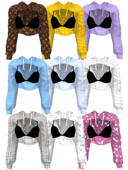 Annie Cropped Hoodie Original mesh; 35 swatches;Smooth Bone Assignment;Has Morphs;HQ Compatible;[ 