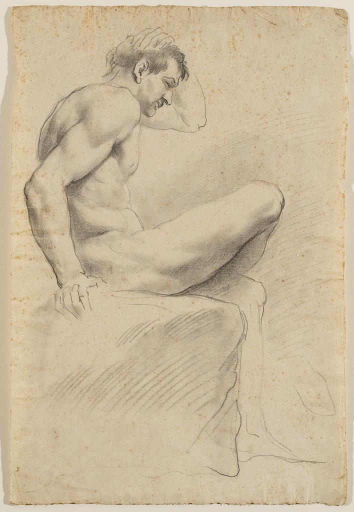 A Seated Nude in profile to the right, unknown Giovanni Battista Cipriani, Italian,