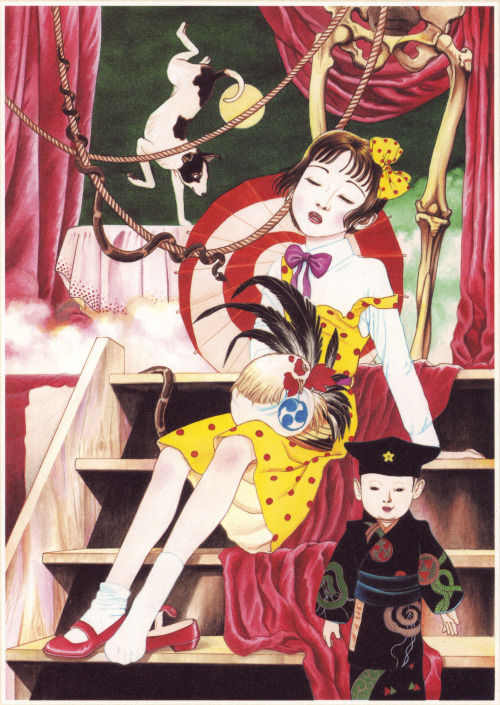 Suehiro Maruo aka 丸尾末広 (Japanese, b. 1956, Nagasaki, Japan) - Illustrations from Shōjo Tsubaki serie