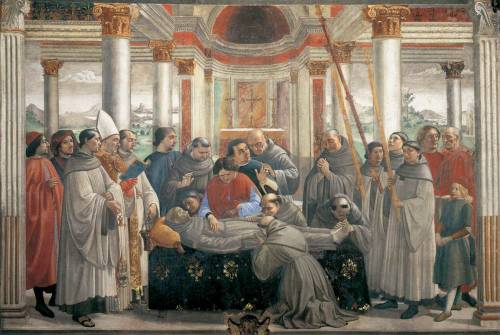 italianartsociety:  October 3 marks the death of St. Francis of Assisi in 1226. Images of St. Francis exploded in popularity soon after his canonization two years later, and many Italian artists have represented images of his funeral. Surrounded by his