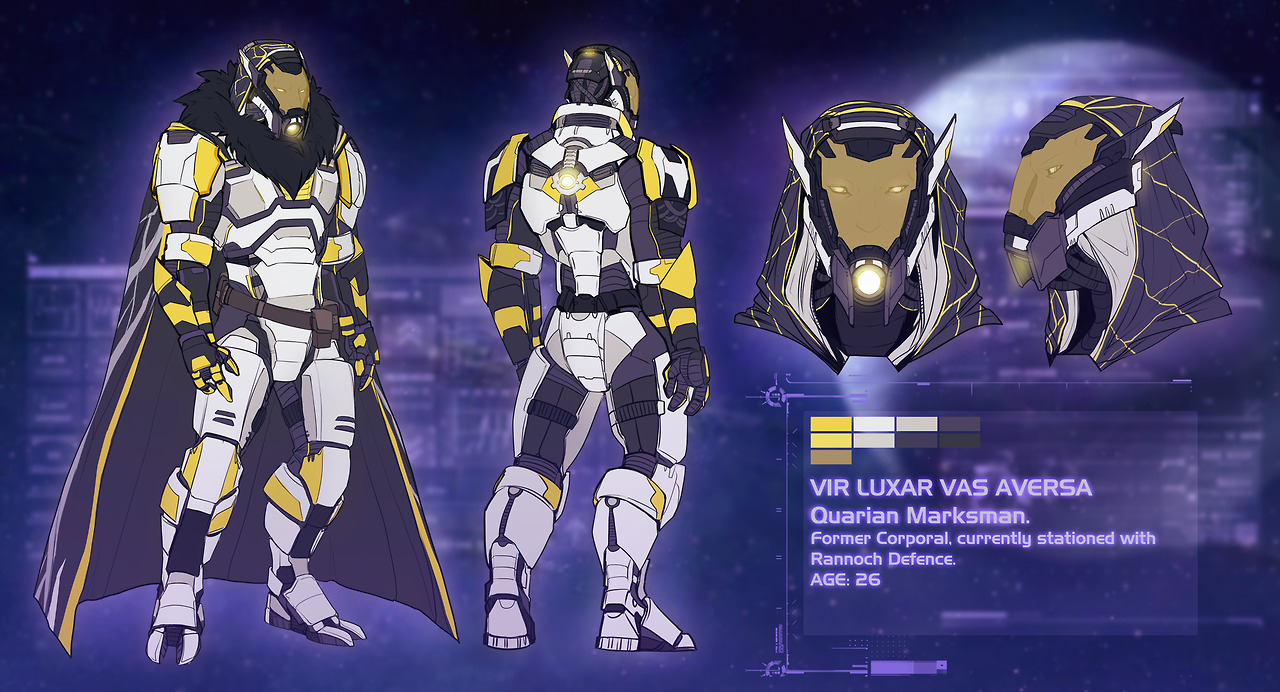 relay314:  Ref sheet commission for the most excellent @quarian-pathfinder! Vir Luxar