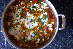 ducaire:  cool-tante-deactivated20150508: There are a lot of reasons to make shakshuka, an Israeli dish of eggs poached in a spicy tomato sauce: It sounds like the name of a comic book hero. Or some kind of fierce, long-forgotten martial art. Or perhaps