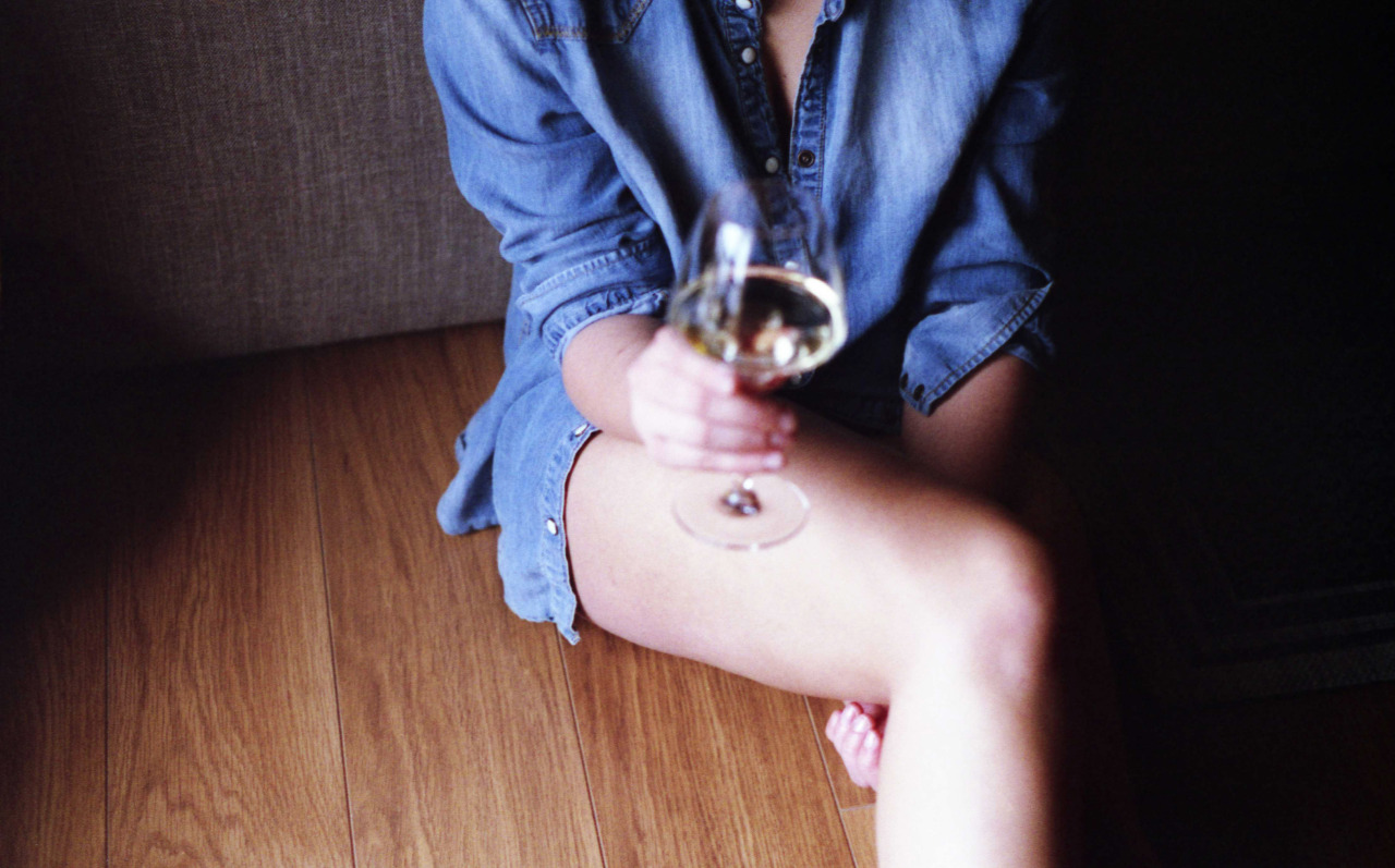 clybee-photos:  Marie - A blue shirt and a glass of wine. 