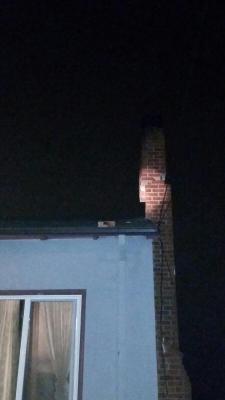 monstersanosa:  A little context here: that’s my roof. That’s my chimney. And underneath that precariously balanced chimney? That’s my room. I’d like to give a shout out to whatever architectural engineer decided to put really thick rods in chimneys