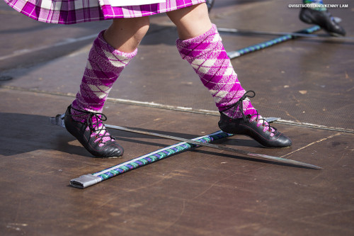 Traditional Scottish Highland sword dance at the North Berwick Highland Games.