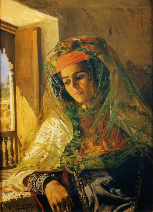 GIRARDET Lady by a Window, Biskra, by Eugène Alexis Girardet, 1879