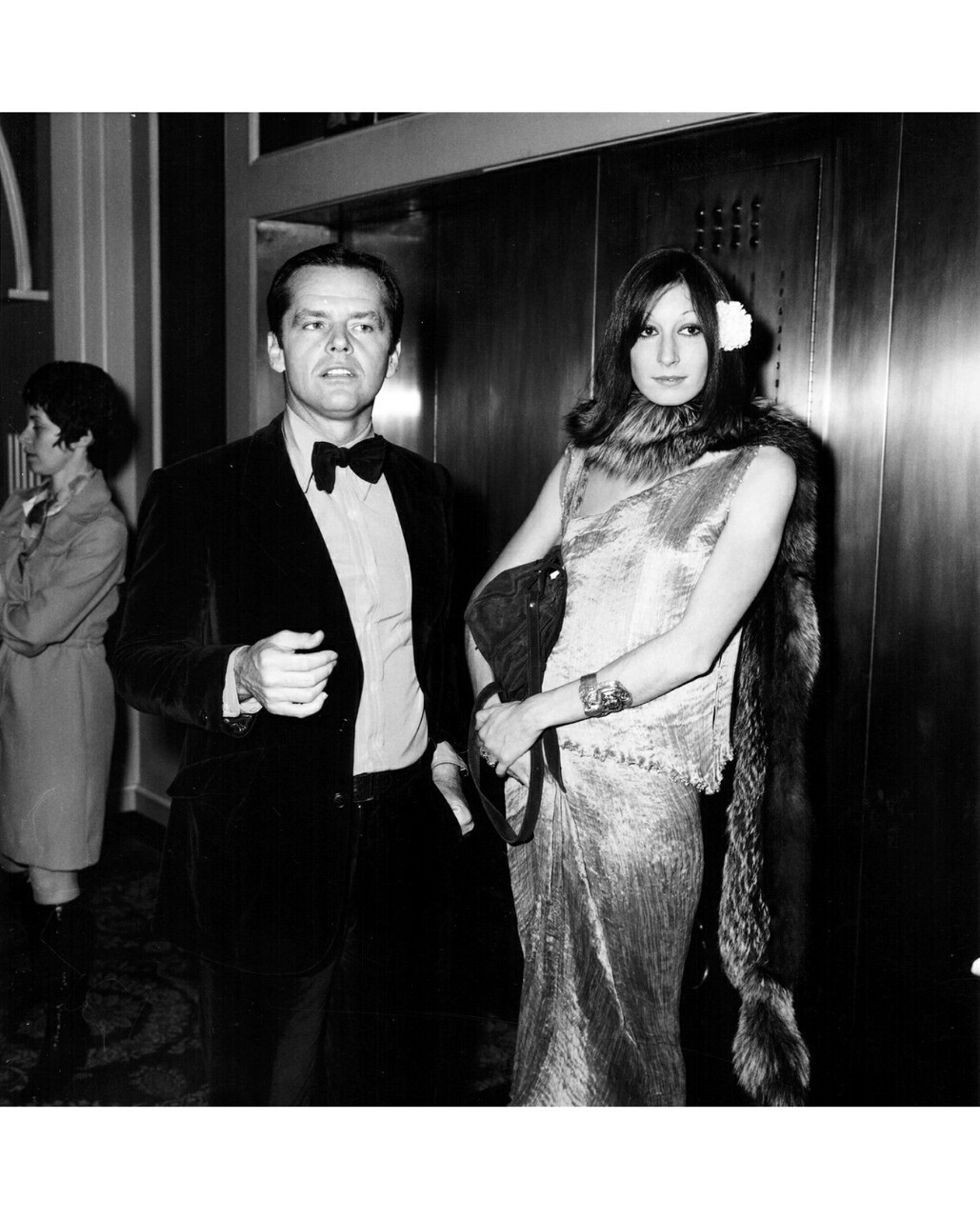 Jack Nicholson and Anjelica Huston at the Golden Globe Awards, January 1974, by Frank