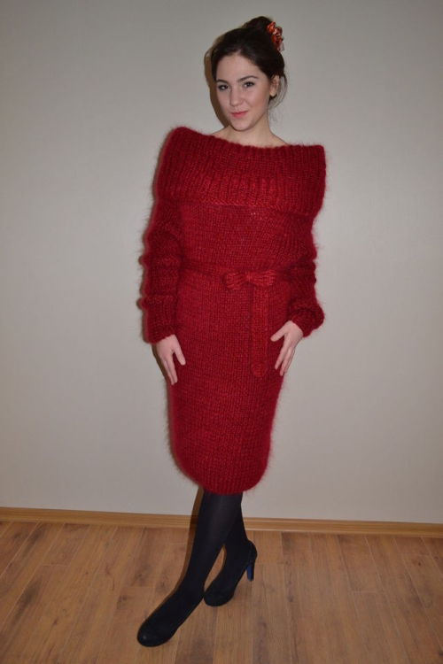 again…Bun and red sweater dress