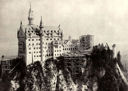 Neuschwanstein under construction, Germany, 1880s