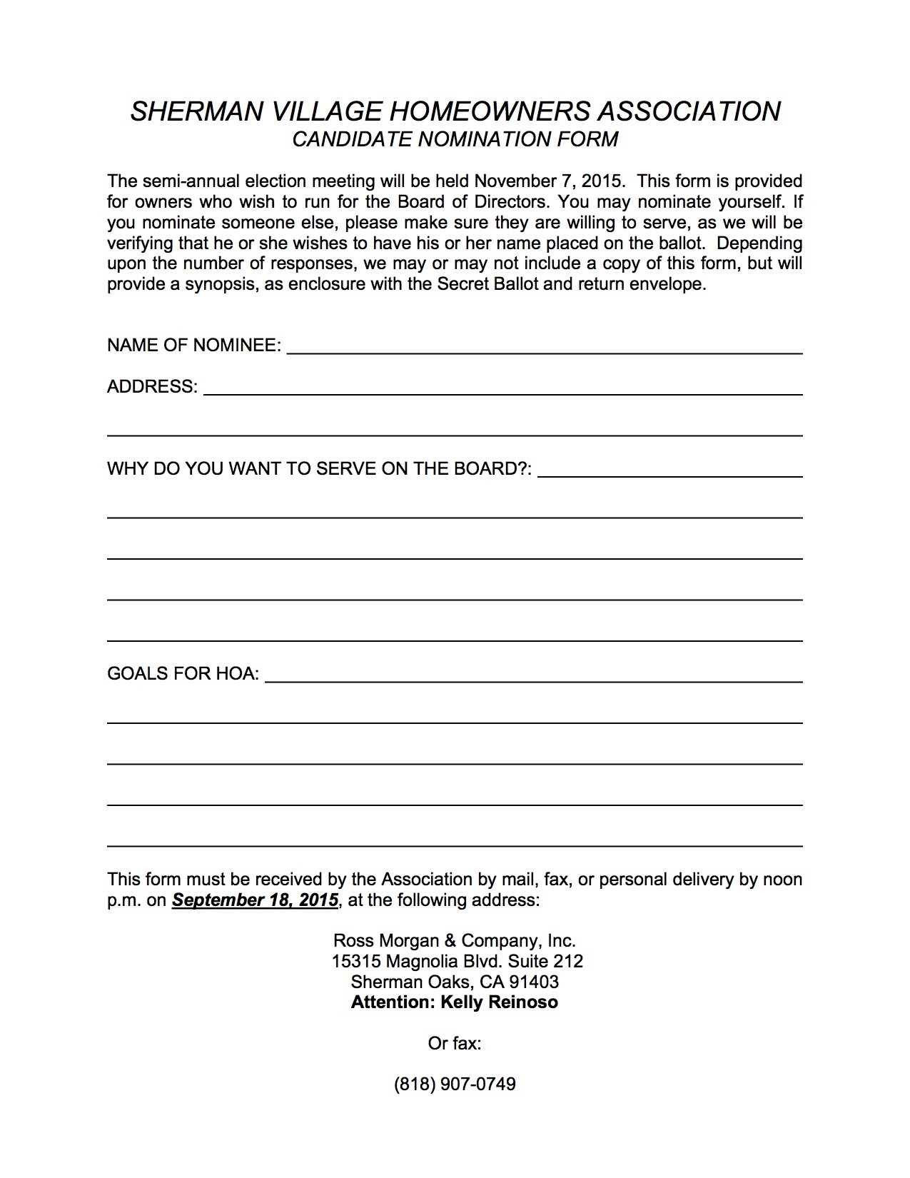 Sherman Village Voice Calling All Candidates Hoa