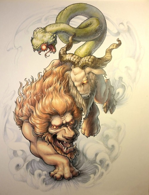 CHIMERA (pen & colored pencil; finally finished!)