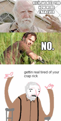 krisfairbanks:  Hershel is getting tired of Rick’s crap. (I found this image on another site.) 