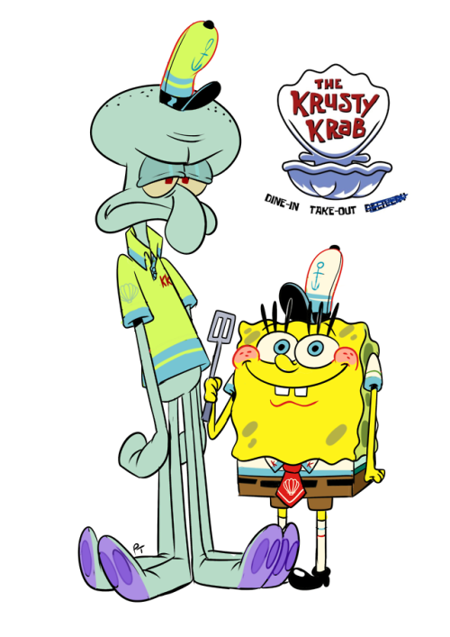 pancaketiffy:so I made a design for a Krusty Krab uniform. Squidward, being a cashier, has different