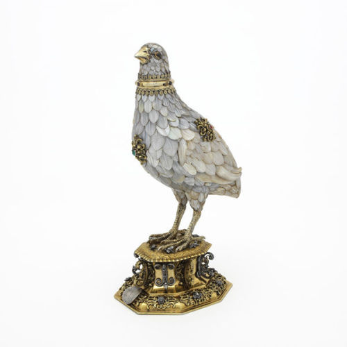 cultureandkitsch:Bird Cup, Georg Ruhl, c.1598-1602, silver gilt, gold, gems and mother of pearl, The