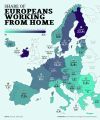 What percentage of employed Europeans work from home?
by theworldmaps